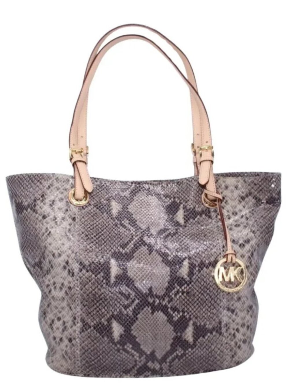 Michael Kors Glazed Embossed Python Tote Purse Bag. Vachetta Trim W/18k Gold New